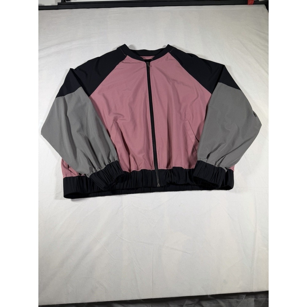 Torrid Lovesick Womens Color Block Bomber Jacket Mauve Black Grey Size 1X